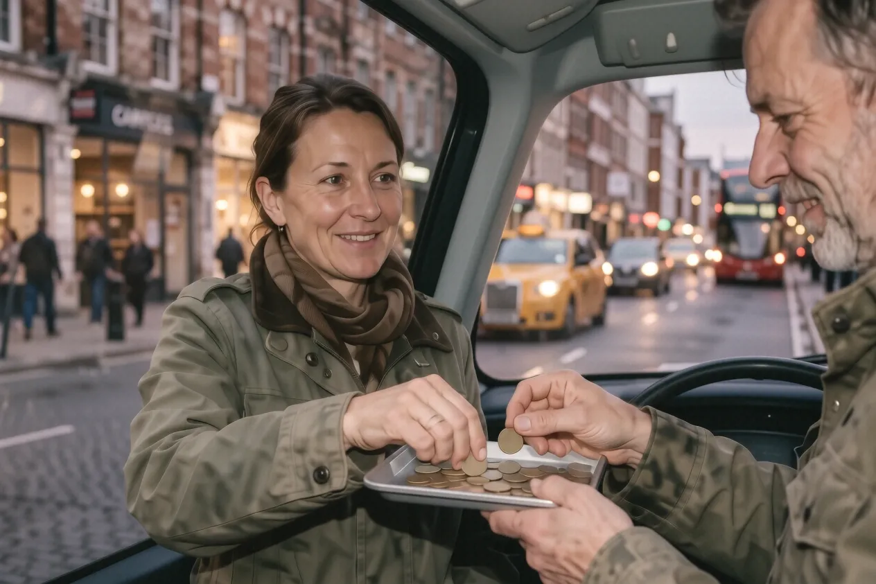 Documentary photograph illustrating Tipping London taxi drivers — what's customary, wh